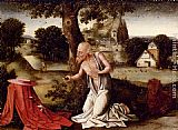 Penitent Magdalen Paintings - Landscape With The Penitent Saint Jerome by Joachim Patenier
